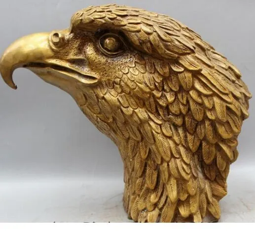 14" Chinesischer Fengshu Falkenadler Kopf Büste König der Vögel Statue Skulptur