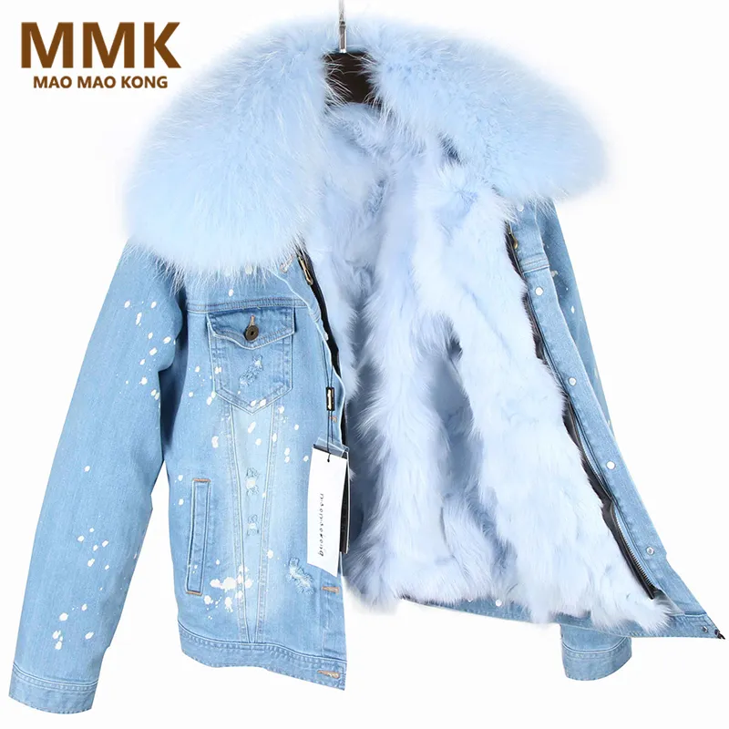 큰 너구리 모피 칼라 진짜 모피 라이닝 재킷 최고 품질의 새로운 파카 겨울 여성 코트