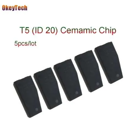 5PCS / LOT PROFESSIONAL T5 ID20 Bilnyckel Chip Blank Keramik Kolans Original Unlock Transponder för Locksmith Tool T5 Chips