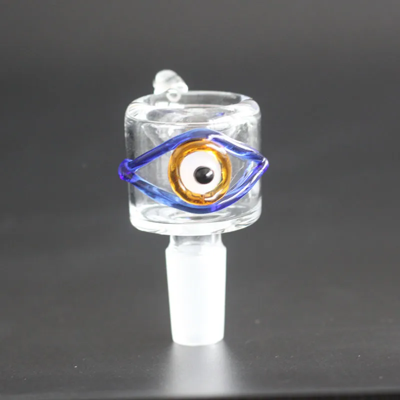 Färgglada Heady Glass Eye Bowl Vattenrör för Bongs Hookahs med Man 14mm Dab Rigs