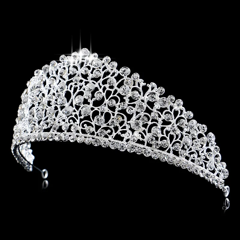 Luksusowa korona ślubna błyszcząca kryształy kryształów dhinestone Roayal Wedding Crowns Crystal Hair Akcesoria urodzinowe Tiaras Quinceaner 7454097