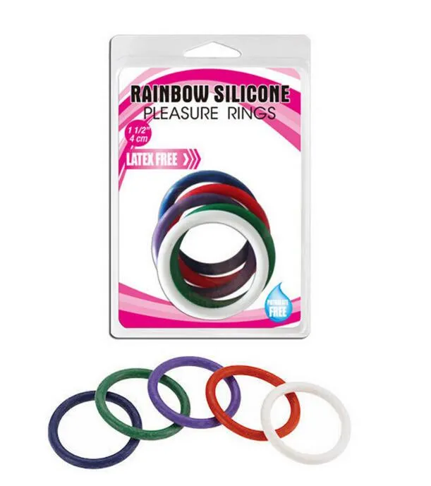 Rainbow Rubber Penis Rings Colorful Cock Ring Silicone Penis Delay Ring Sex Products For Men 5pcs/pack free by DHL