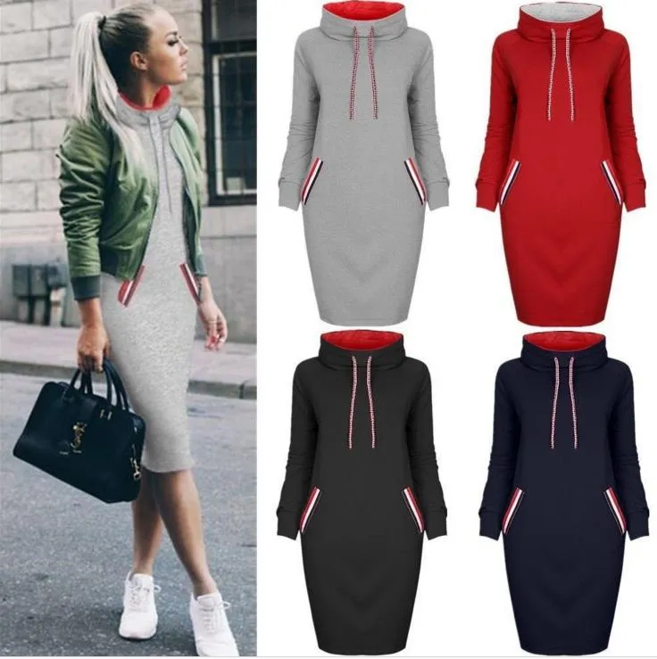 Dresses for Womens Clothes Fashion Dress 2018 Womens Ladies Casual Slim Leisure Hoodied Sweatshirts Straight Sport Dress LA