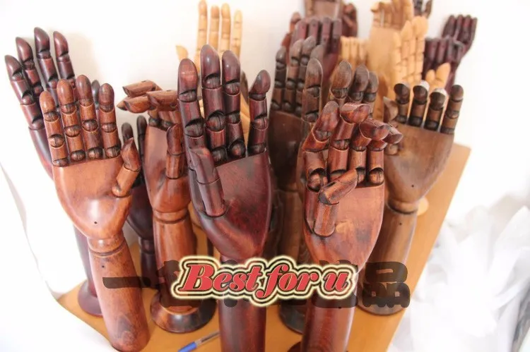 Spedizione gratuita!! Espositore gioielli Mani in legno articolate Manichini Giunti flessibili Modelli a mano Manichino femminile Mano in legno