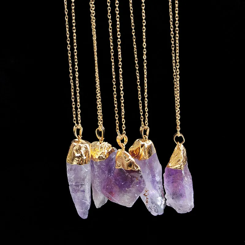 Crystal Quartz Healing Point Chakra Bead Natural Gemstone Necklace Original Pendant Women Men Jewelry Plated Gold Chains Statement Necklaces