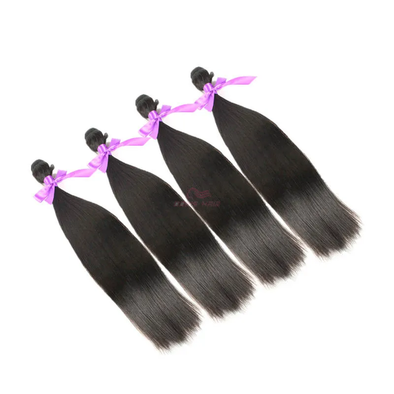 Nova moda Cabelo Liso tecer Fibra natural cor 1B não emaranhado 4 pacotes de Trama Do Cabelo sintético trama