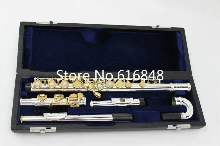 MARGEWATE Silver Plated Flute FL-362 Piccolo Gomito testa 16 fori chiave aperto d'argento di corpo Chiavi d'Oro C Tune Flauto Strumento Flauta