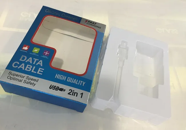 USB -Reise Wandladegerät Kabelpapier Einzelhandelspaketpaket Verpackungskästen PVC -Kunststoff für iPhone x 8 7 plus Samsung S8 plus OEM