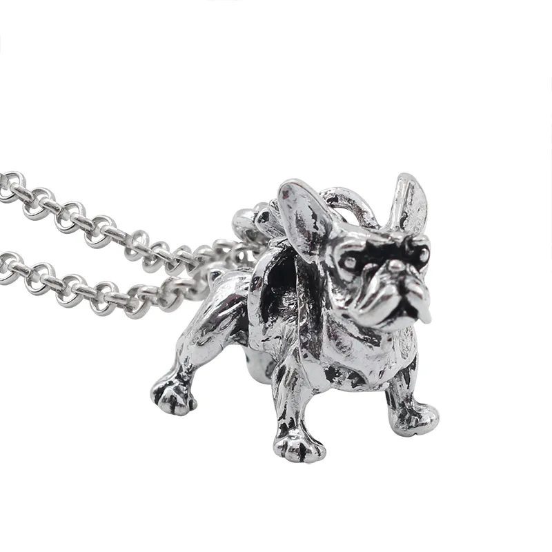 Mode punk djur fransk bulldog hänge halsband smycken silver guld färg 2 färg hund hänge långt halsband för män kvinnor8884982