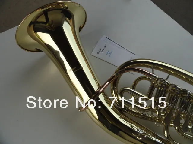 Sparkly 4 key Bb / F Flat Brass Gold Lacquer French Horn Professional Wind Instruments French Horn With Case