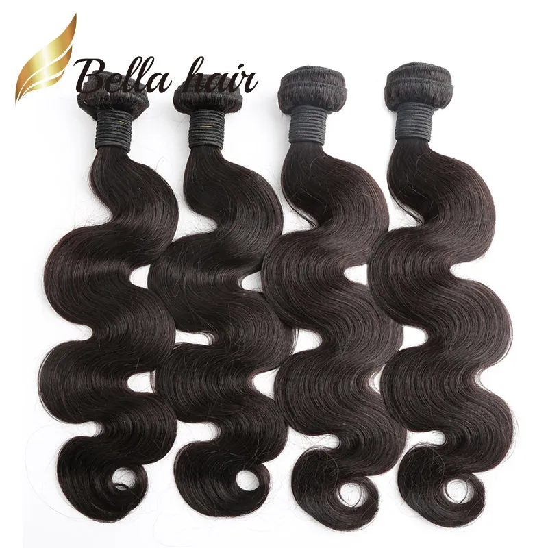 8A Brazilian Virgin Human Hair Weave Weft Extensions Malaysian Peruvian Indian Body Wave Wavy Natural Black 4pcs/lot Julienchina