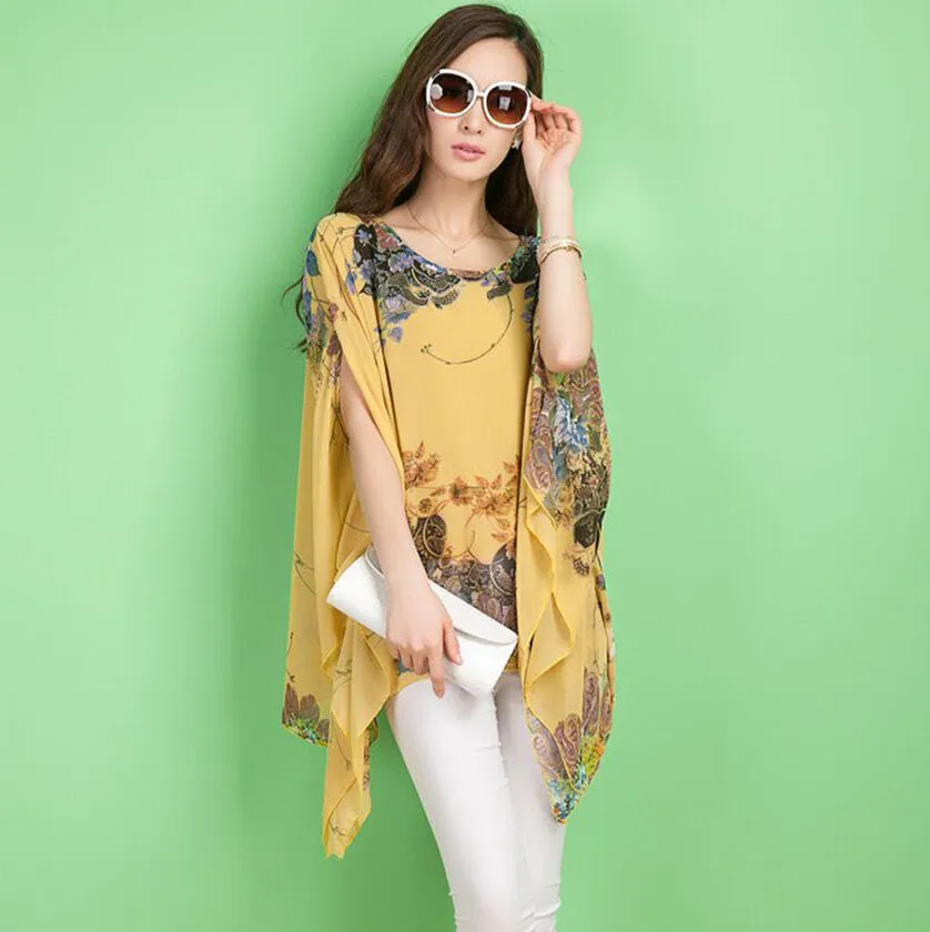 Boho Floral Poncho Shirt: Sleeveless, Loose Fit, Casual Summer Blouse For  Women From Misssixty, $21.28