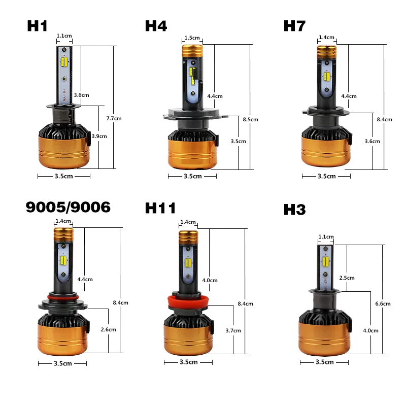 Pampsee Car Tricolor LED-strålkastare Z5 H1 H4 H7 H11 100W 5800LM Flip Chips 3000K 4300K ​​6000K Switchback LED-lampor