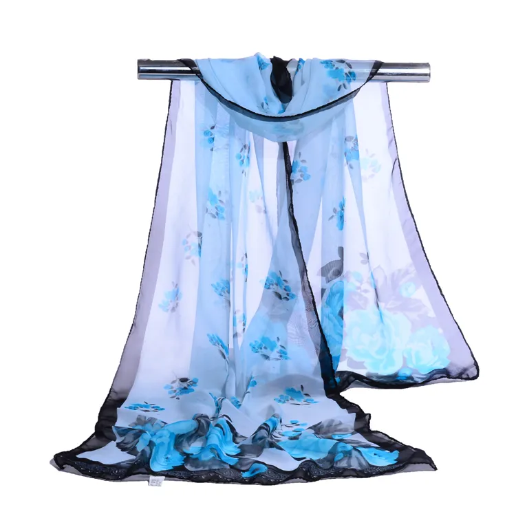 2018 Summer Print Silk Scarf Oversized Chiffon Scarf Women Pareo Beach Cover Up Wrap Sarong Sunscreen Long Cape Female