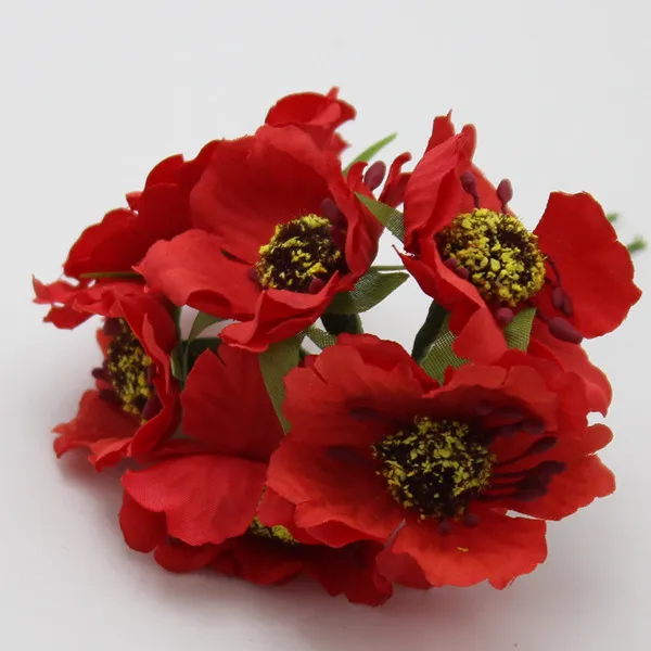 Handmade 5cm Camellia Silk Poppies High Quality Artificial Poinsettia Flowers For Small Weddings
