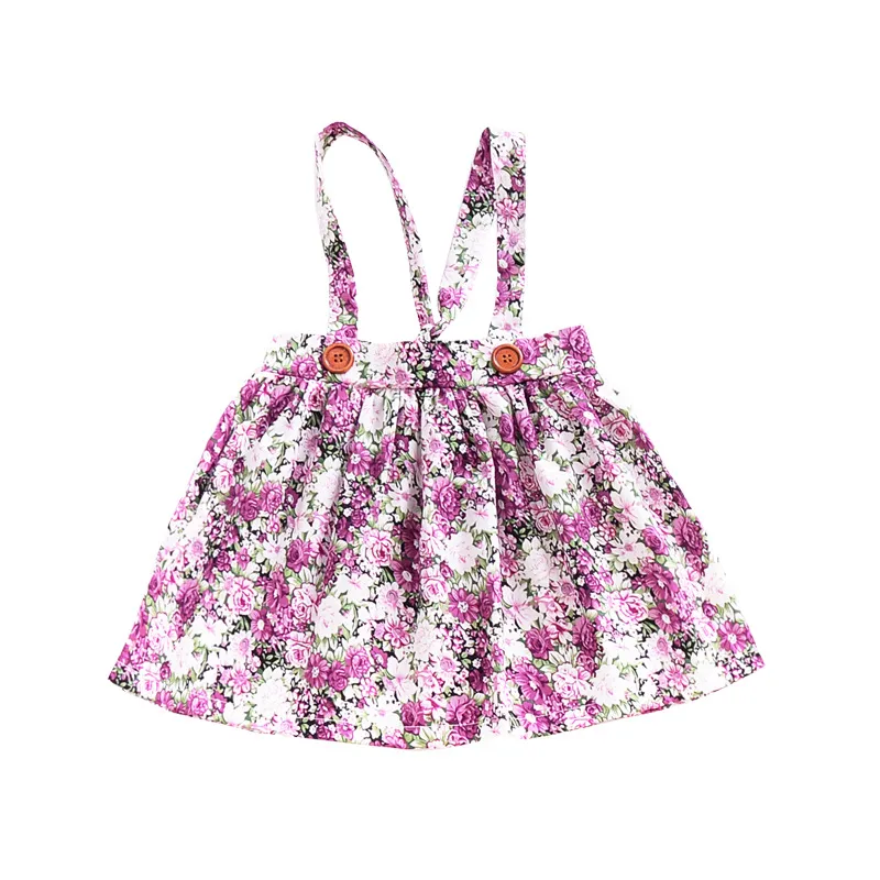 Baby Girls Floral Straps Kjolar Ins Floral Print Suspender Klänningar Boutique Barnkläder 2018 Sommar C3615