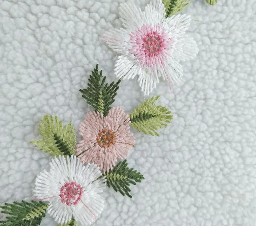5ヤード美しい刺繍花レースシフォンファブリックトリム縫製のためのdiyブライダルドレスドールベビー服3940292