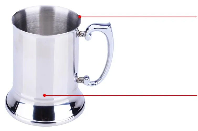 16 ounce dubbelvägg rostfritt stål tankard, öl rån, hög kvalitet, spegel finish sn1383