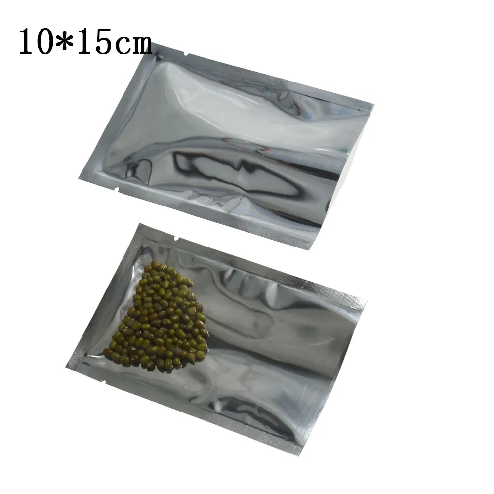 10*15cm(3.9''x5.9'') Clear One Side Silver Aluminum Foil Packing Pouch Retail 200pcs/lot Open Top Heat Sealable Transparent Mylar Poly Bags