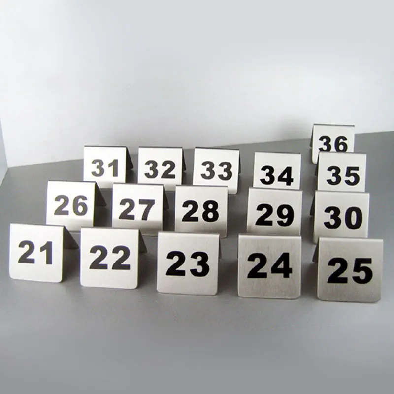 テーブル番号カード番号1-100ステンレススチール製テーブルサインカード用小型レストランホテルカフェバーツール