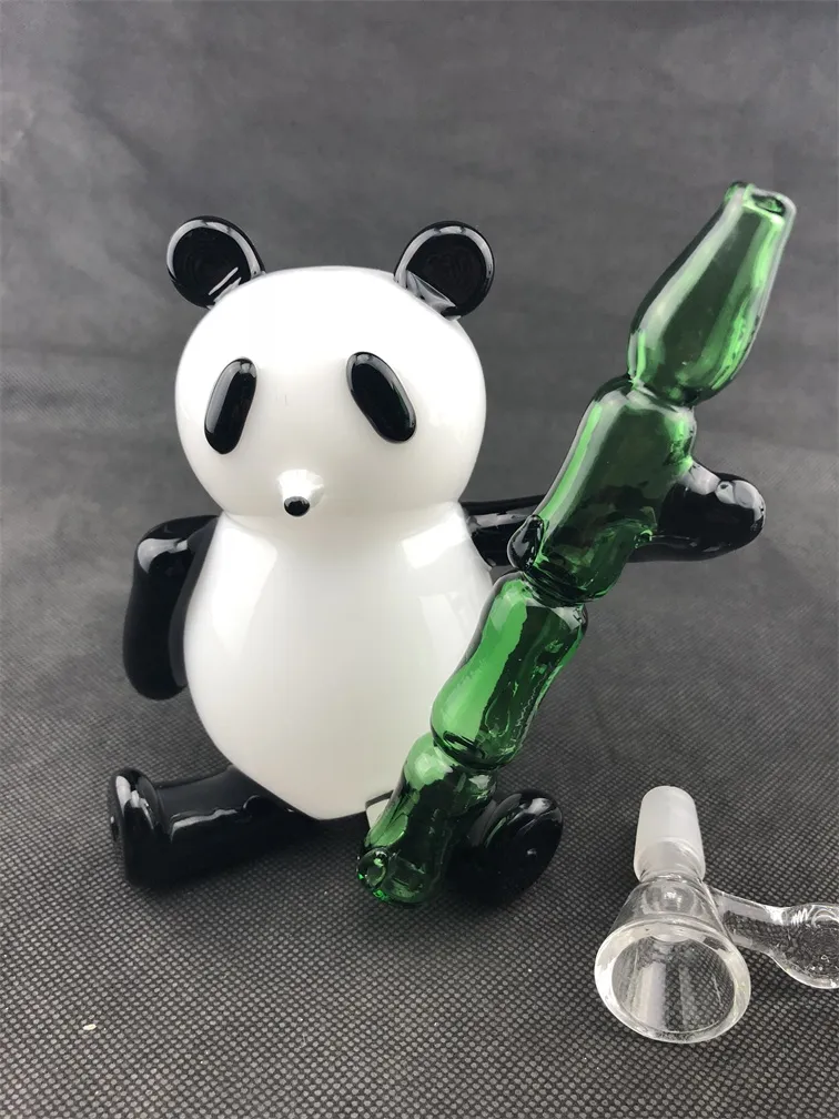 2018 Glow Glass Panda Bong Custom Glass Bong Bowl for Transport14MM4890432