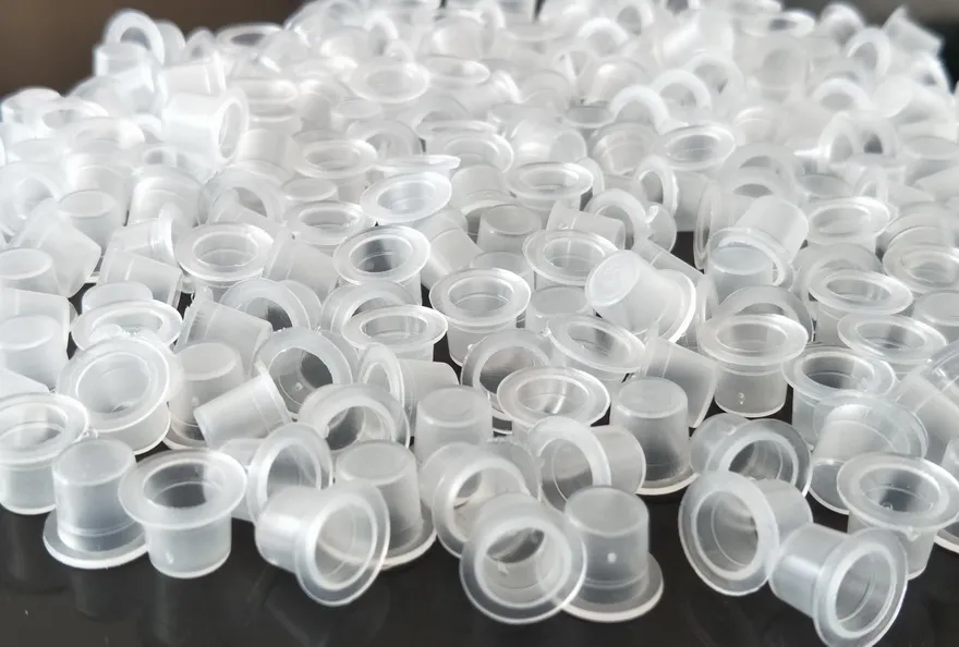 Blanc 500 pièces 8mm petite taille professionnel tatouage encre tasses bouchons en plastique Transparent Pigment tasse capuchon Machine à tatouer accessoire 7245647