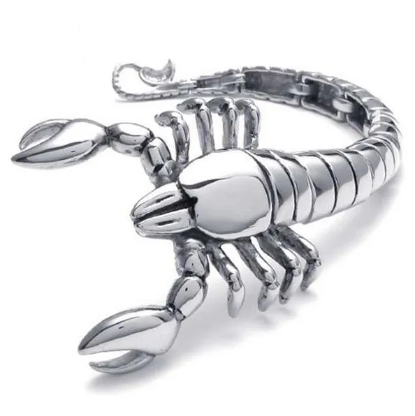 Bracelet gothique en argent pour hommes, en acier inoxydable 316L, Scorpion, de haute qualité, Punk Biker, Animal, en titane, bijoux