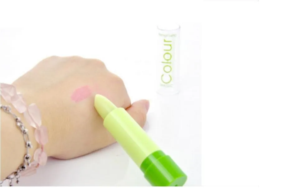 Hot Sale Women Cosmetic Makeup Magic Fruity Smell Moisturizing Waterproof Lip Balm Color Green Color Changing Lipstick