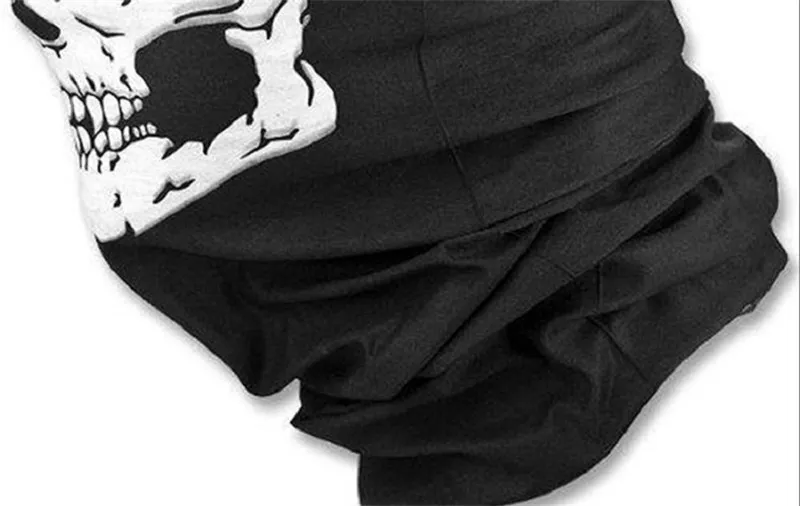 Unisexe Halloween Cosplay Vélo Ski Crâne Demi-Masque Fantôme Écharpe Bandana Cache-Cou Bandeau Magique Turban cagoule TO462