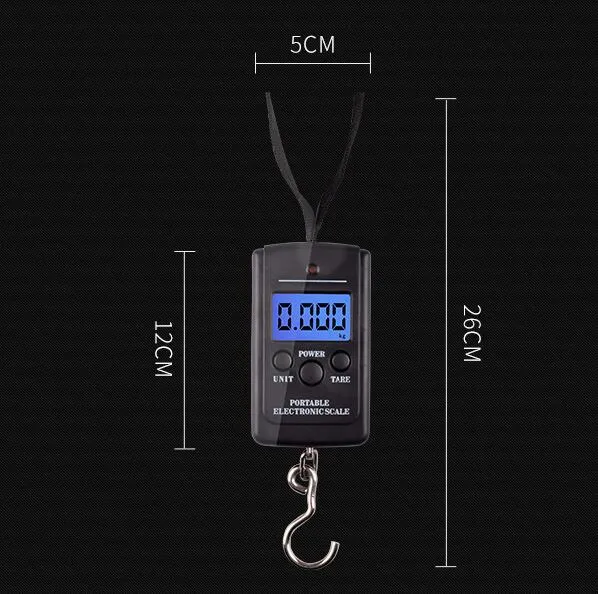 Bärbar 40kg x 10g Mini digital skala för fiske Bagage Travel Weighting Pocket Handy Steelyard Hängande Elektronisk Krok Skala