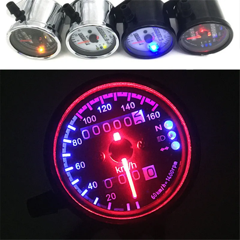 TKOSM Motocicleta Velocímetro Odômetro Bitola ATV Moto Scooter Retroiluminado Dual Speed ​​Medidor com LED Indicador DC 12 V 0 ~ 160 km / h