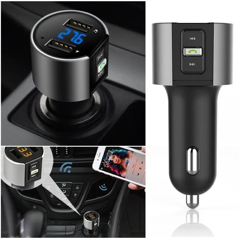 Nieuwe hoogwaardige draadloze in-auto Bluetooth FM-zender Radioadapter Car Kit Zwart MP3-speler USB Charge DHL UPS gratis verzending meer 20pc