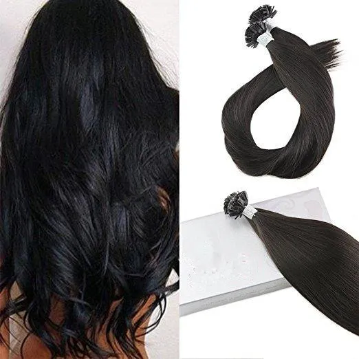 Evermagic Alta Qualidade Preço Barato Venda Quente Extensões de Cabelo Remy Do Cabelo Humano 1B # Flat Remy Extensão