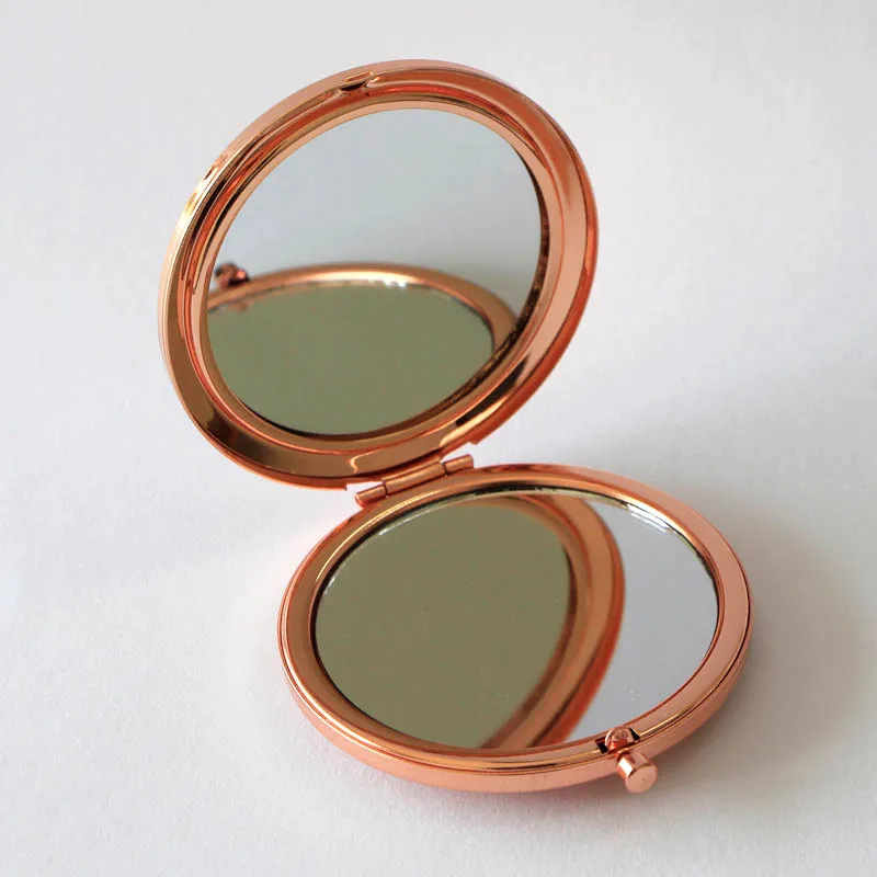 Llanura de alta calidad de oro rosa de doble cara espejo compacto viaje Dia 70mm /2.75inch / 
