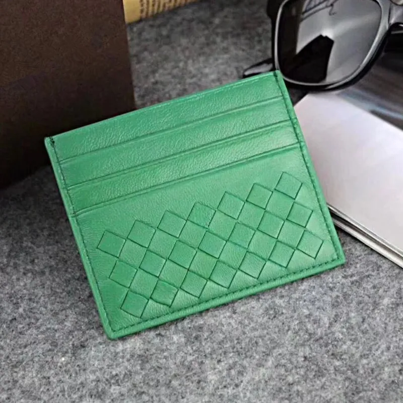 Genuine Leather Credit Card Holder Wallet Classic Weaving Designer Thin ID Card Case for Man Women 2018 New Fashion Coin Pocket Pu247l