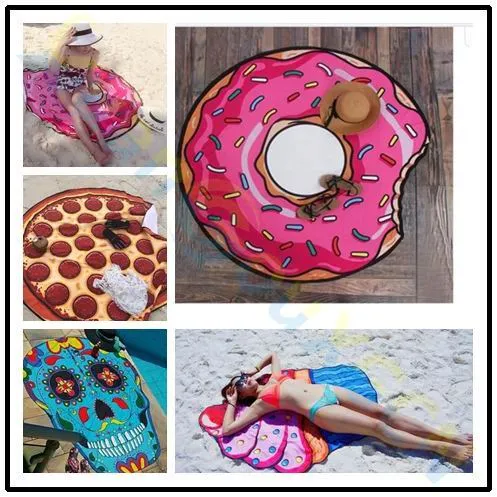Festa na piscina de banho Pizza Bohemia Frutas Elefante Indiano Beach mat mulheres xaile Biquíni Pacote swimsuit cobrir toalha