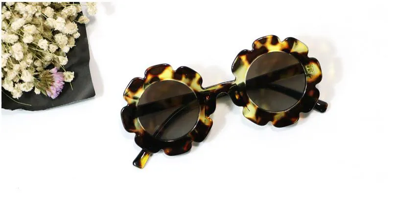 2021 Cute Flower Round kids children Sunglasses UV400 Eyewear Floral Boy girl Lovely Baby Sun Glasses