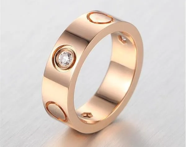 Crazy Promotion Titanium Steel Ringar För Kvinnor Män Par CZ Bröllop Ring Bands Pulseira Feminina Smycken