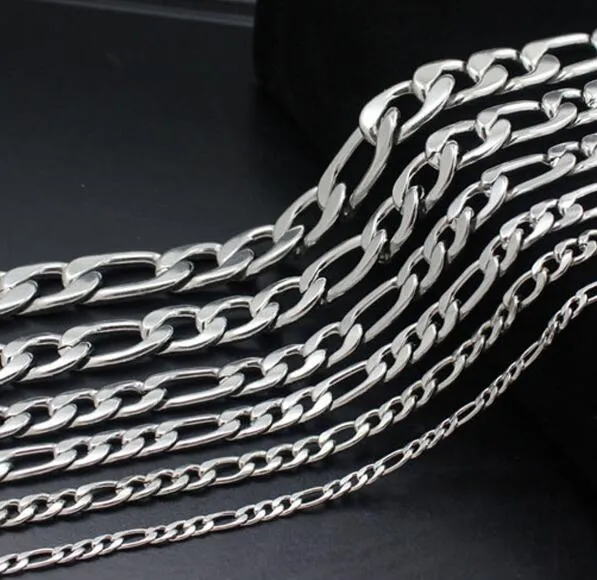 10M ship 3 4 6 7 9mm in Bulk Jewelry Making Meter Beveled Flat Figaro Stainless Steel Unfinished NK Chain From Jewelry Findin265r