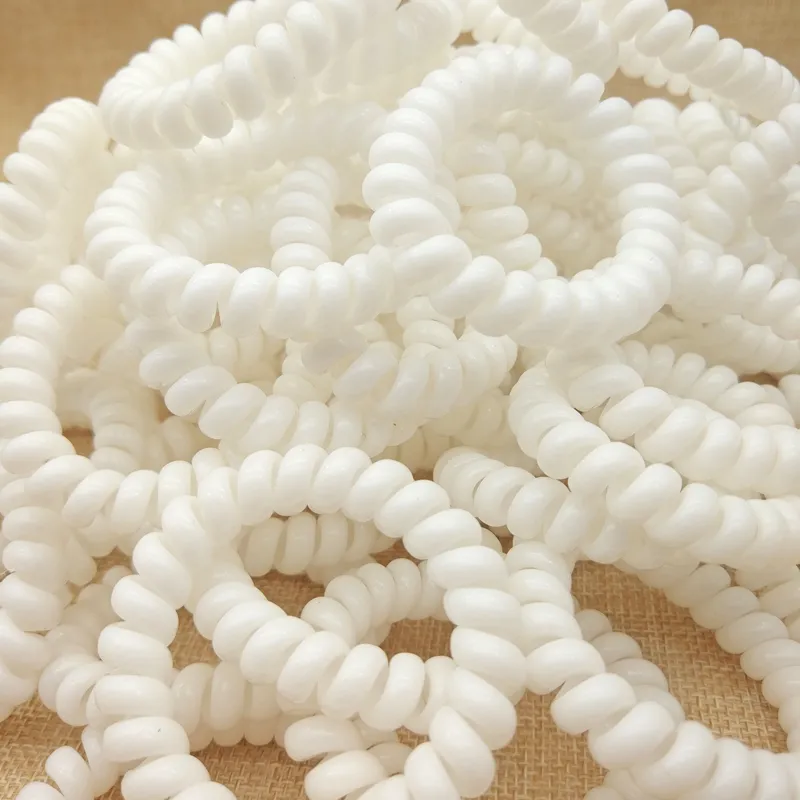 Großhandel 100 Stücke Frauen Mädchen Größe 5 CM Weiß Kunststoff Haarbänder Elastische Gummi Telefonkabelbinder Seil Zubehör