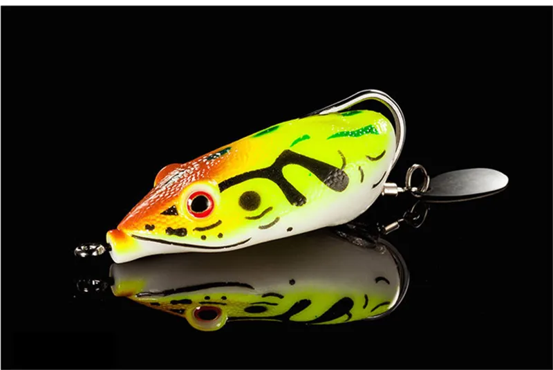 Soft Ray Struggling Frog Single hook Laser Fishing Lure 5.5cm 10.5g bionic Frog Snakehend False Spinner bait