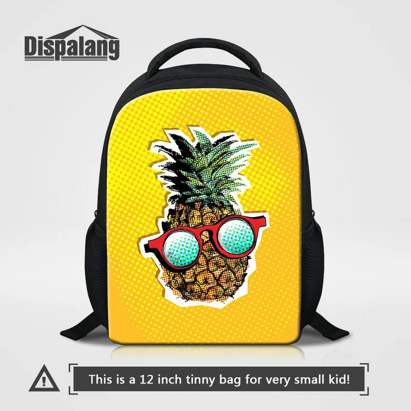 Unik design cartton ananas frukt tryckt skola ryggsäck för små tjejer stiliga bokkassar 12 tums liten bagpack toddler barn ryggsäck