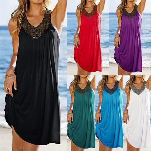 Mezcla Algodón Playa Vestidos Casuales es Descuento Mujeres Vestidos Tamaño Libre Descuento Vestidos Playa Para El Verano AB019 En Línea De 12,72 € |