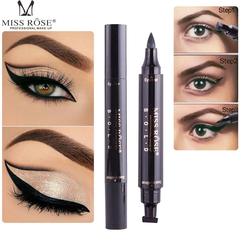 2018 neueste Miss Rose Stempel Eyeliner Seal Bleistift Professionelle Augen Make-Up Werkzeug Doppel Köpfe Zwei Köpfe Eyeliner Stift