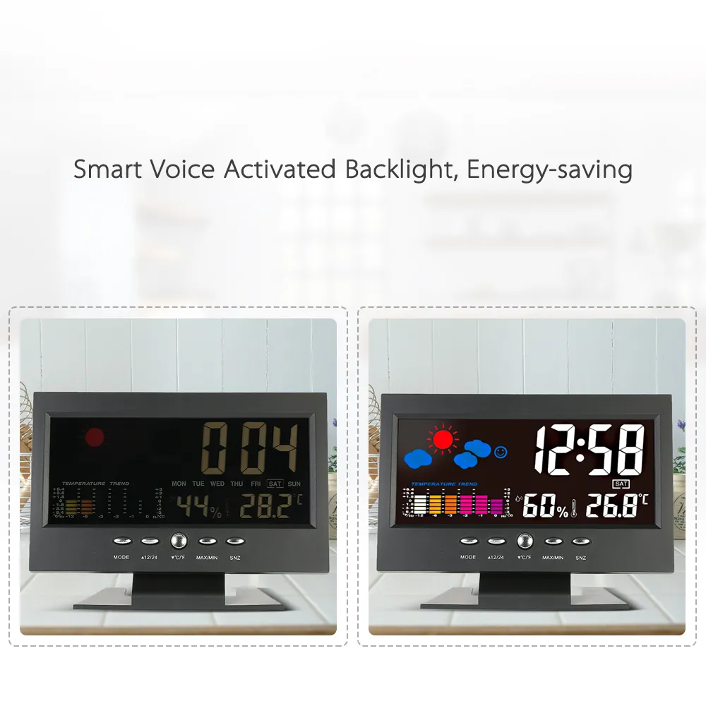 Thermomètre numérique hygromètre station météo réveil jauge de température calendrier LCD coloré Vioceactivated Ba1989673