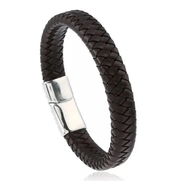 Mens large Bracelet en cuir noir véritable Punk Weave chaîne Bracelet pour hommes Wemon Vintage Bracelet Bracelet Demon868