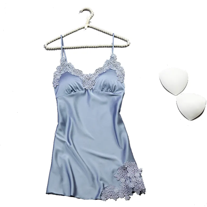 PIGIAMA Sexy soie chemise de nuit femmes sans manches sangle vêtements de nuit vêtements de nuit femme salon porter robe de nuit maison chemise de nuit nuisette S923