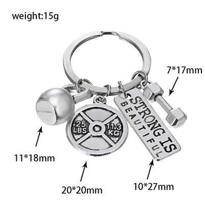 XIAOJINGLIG porte-clés personnalisé haltère haltère Fitness porte-clés femmes hommes voiture clé bijoux pendentif à la mode Gym Sport porte-clés