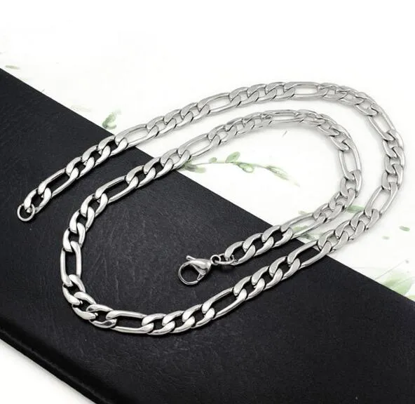 10M ship 3 4 6 7 9mm in Bulk Jewelry Making Meter Beveled Flat Figaro Stainless Steel Unfinished NK Chain From Jewelry Findin265r