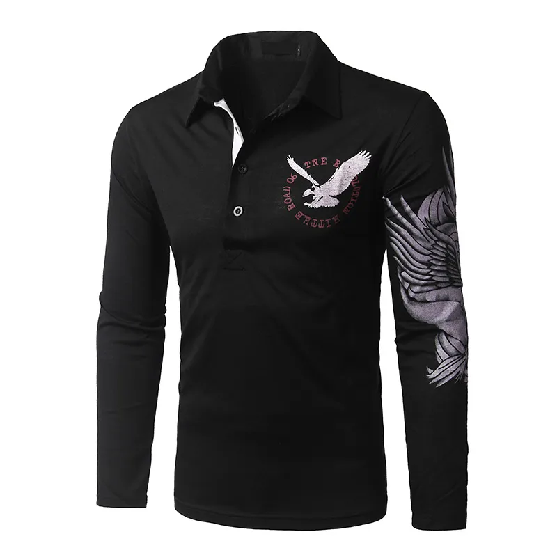 Men T Shirt 2018 Fashion Brand Clothing Eagle Printed T Shirt Men Casual Long Sleeve Men Hip Hop Funny T Shirts Tops Tees1490348